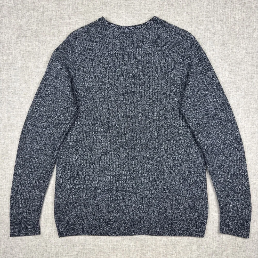 Kangol Mens XL Marled Knit Crewneck Sweater‎ Gray Black Cotton Logo